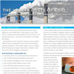 Screenshot of the factsheet about the health costs of coal